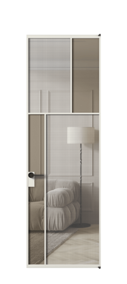 Межкомнатная дверь Mosaic АЛПЛ041.22 Алюминий серый Mesh silver + Бронза прозрачное триплекс Цена 162290 ₽ | Volhovec