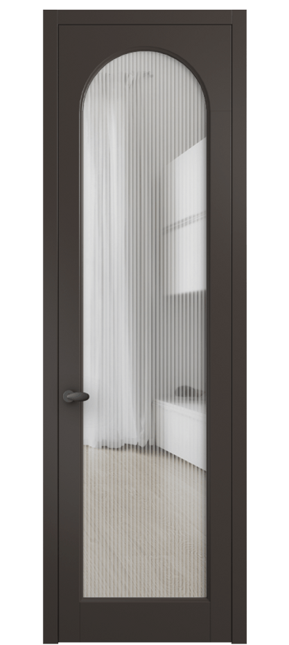 Межкомнатная дверь Палаццо 6804 Матовый антрацит Рифлёное стекло "Мору", триплекс Цена 105029 ₽ | Volhovec