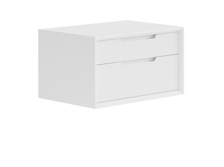 Мебель Тумба подвесная прикроватная Вельвет 2 ящика. Цвет Матовый белоснежный. Материал Гладкая эмаль. Коллекция Тумба подвесная прикроватная Вельвет 2 ящика. Картинка.