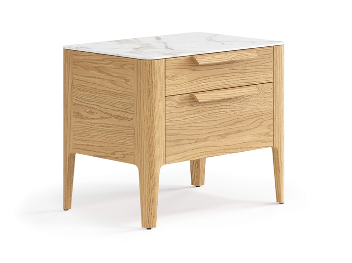 Мебель Тумба прикроватная Пьега 2 ящика. Цвет Дуб пшеничный матовый. Материал Массив дуба матовый. Коллекция Тумба прикроватная Пьега 2 ящика. Картинка.