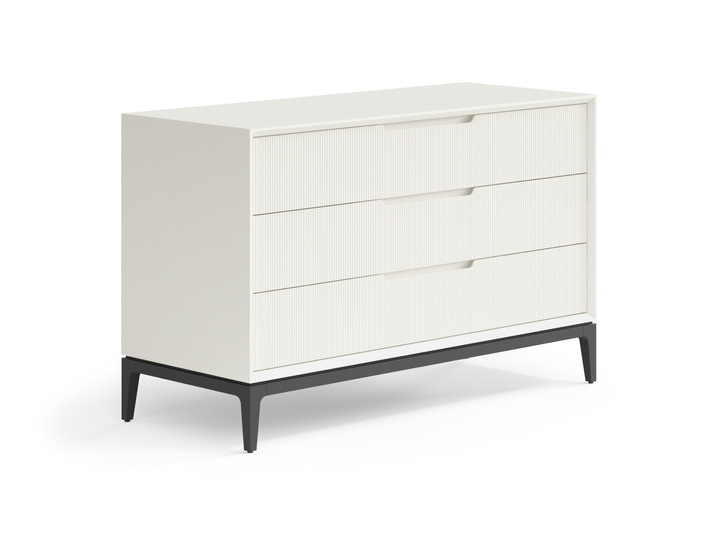 Мебель Комод Пьега 3 ящика. Цвет Матовый молочно-белый. Материал Гладкая эмаль. Коллекция Комод Пьега 3 ящика. Картинка.