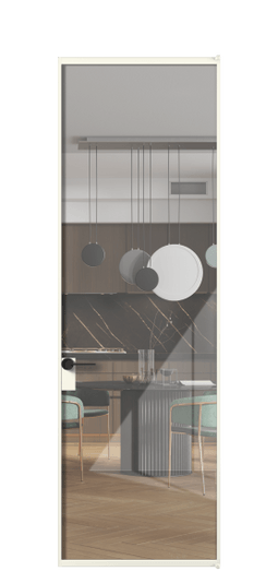 Дверь межкомнатная АЛПЛ040.01 АЖМ Алюминий жемчужный Stopsol Clear прозрачное. Цвет Алюминий жемчужный. Материал Алюминий в эмали. Коллекция Формато. Картинка.
