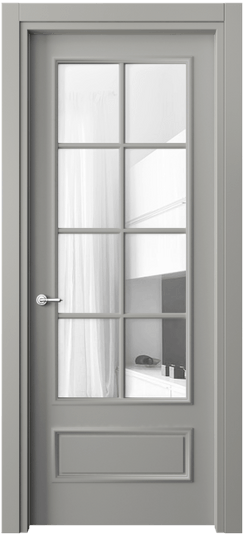 Дверь межкомнатная 8112 МНСР Прозрачное стекло. Цвет Матовый нейтральный серый. Материал Гладкая эмаль. Коллекция Париж. Картинка.