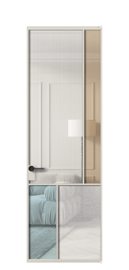 Дверь межкомнатная АЛПЛ041.21 АОС 4 стекла. Цвет Алюминий облачно-серый. Материал Алюминий в эмали. Коллекция Мозаик. Картинка.