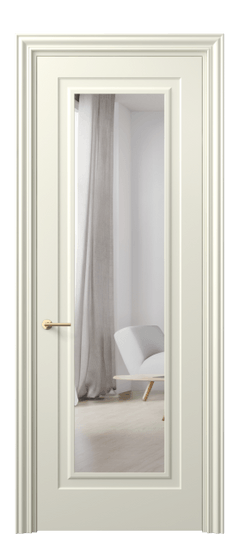 Дверь межкомнатная 8403 ММБ Зеркало с одной стороны. Цвет Матовый молочно-белый. Материал Гладкая эмаль. Коллекция Маскот. Картинка.