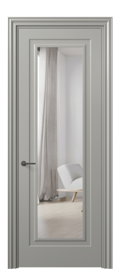Дверь межкомнатная 8403 МНСР Зеркало с одной стороны. Цвет Матовый нейтральный серый. Материал Гладкая эмаль. Коллекция Маскот. Картинка.