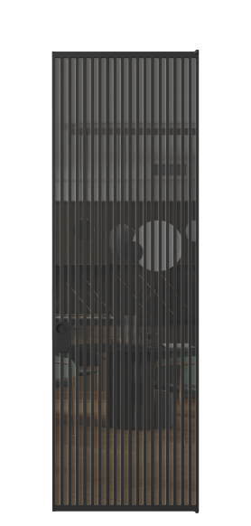 Дверь межкомнатная АЛПЛ040.07 Серый триплекс ЧЕР. Цвет Алюминий Черный. Материал Алюминий. Коллекция Формато. Картинка.